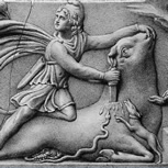 Drawing of Mithraic tauroctony