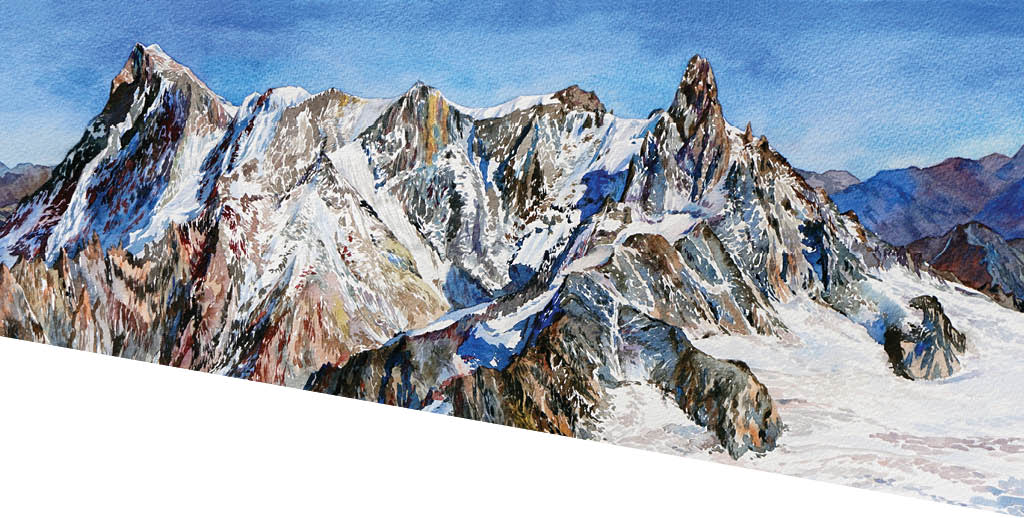 Watercolour mountain range